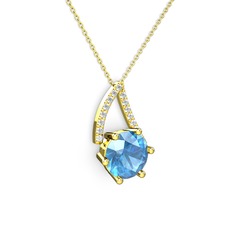 Tirian Kolye - Akuamarin ve swarovski 18 ayar altın kolye (40 cm gümüş rolo zincir) #ez3aoh