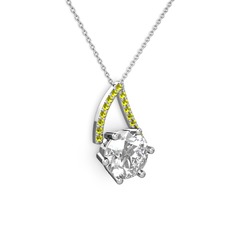 Tirian Kolye - Beyaz zirkon ve peridot 14 ayar beyaz altın kolye (40 cm beyaz altın rolo zincir) #lcc8qk