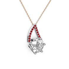 Swarovski ve garnet 925 ayar gümüş kolye (40 cm rose altın rolo zincir)