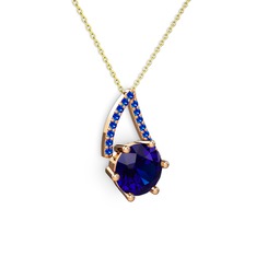 Tirian Kolye - Lab safir 8 ayar rose altın kolye (40 cm altın rolo zincir) #otz0ws