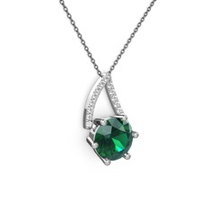 Yeşil kuvars ve swarovski 14 ayar beyaz altın kolye (40 cm gümüş rolo zincir)
