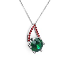 Tirian Kolye - Yeşil kuvars ve garnet 925 ayar gümüş kolye (40 cm gümüş rolo zincir) #qx3xfi