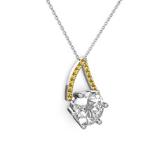 Tirian Kolye - Swarovski ve sitrin 925 ayar gümüş kolye (40 cm gümüş rolo zincir) #t8h94q