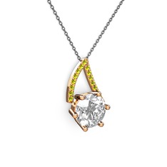 Tirian Kolye - Swarovski ve peridot 925 ayar rose altın kaplama gümüş kolye (40 cm gümüş rolo zincir) #tgv858