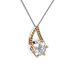 Tirian Kolye - Swarovski ve dumanlı kuvars 8 ayar rose altın kolye (40 cm gümüş rolo zincir) #wy235q