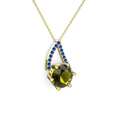 Tirian Kolye - Peridot ve lab safir 18 ayar altın kolye (40 cm gümüş rolo zincir) #xb8fj6