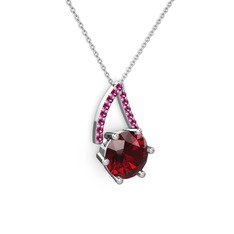 Tirian Kolye - Garnet ve rodolit garnet 14 ayar beyaz altın kolye (40 cm beyaz altın rolo zincir) #xewggg