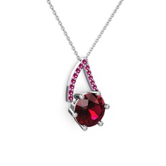Tirian Kolye - Rodolit garnet 8 ayar beyaz altın kolye (40 cm beyaz altın rolo zincir) #y8u80l