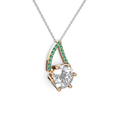 Tirian Kolye - Swarovski ve yeşil kuvars 18 ayar rose altın kolye (40 cm beyaz altın rolo zincir) #yet7o8