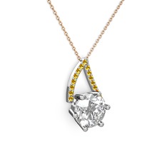 Tirian Kolye - Swarovski ve sitrin 14 ayar beyaz altın kolye (40 cm rose altın rolo zincir) #zifq3y