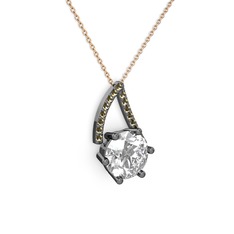 Tirian Kolye - Swarovski ve dumanlı kuvars 925 ayar siyah rodyum kaplama gümüş kolye (40 cm rose altın rolo zincir) #zudwb