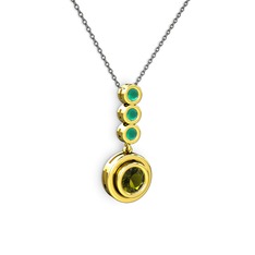 Belinda Kolye - Peridot ve kök zümrüt 18 ayar altın kolye (40 cm gümüş rolo zincir) #10ke3pf