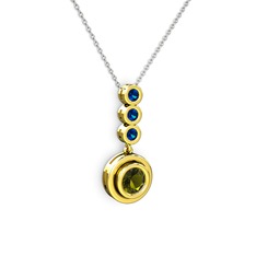 Belinda Kolye - Peridot ve lab safir 8 ayar altın kolye (40 cm beyaz altın rolo zincir) #11130cn