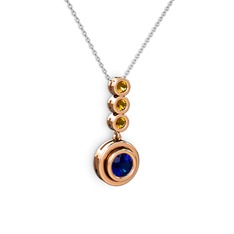 Belinda Kolye - Lab safir ve sitrin 14 ayar rose altın kolye (40 cm beyaz altın rolo zincir) #112jq2m