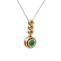 Belinda Kolye - Kök zümrüt ve peridot 14 ayar rose altın kolye (40 cm beyaz altın rolo zincir) #11flg1s