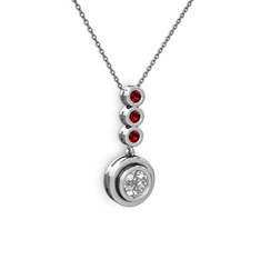 Belinda Kolye - Elmas ve garnet 18 ayar beyaz altın kolye (0.68 karat, 40 cm gümüş rolo zincir) #11ln277
