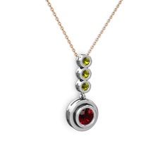 Belinda Kolye - Garnet ve peridot 925 ayar gümüş kolye (40 cm gümüş rolo zincir) #11prys1