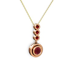 Belinda Kolye - Kök yakut ve garnet 18 ayar rose altın kolye (40 cm altın rolo zincir) #11z8tm2