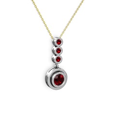 Belinda Kolye - Garnet 14 ayar beyaz altın kolye (40 cm altın rolo zincir) #125actl