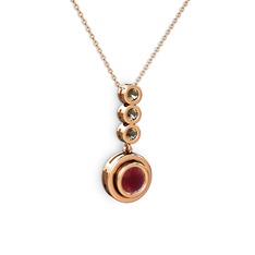 Belinda Kolye - Kök yakut ve dumanlı kuvars 8 ayar rose altın kolye (40 cm rose altın rolo zincir) #127ovd9