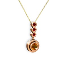 Belinda Kolye - Sitrin ve garnet 925 ayar rose altın kaplama gümüş kolye (40 cm altın rolo zincir) #12ci703