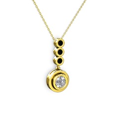 Belinda Kolye - Swarovski ve siyah zirkon 8 ayar altın kolye (40 cm altın rolo zincir) #12d2216