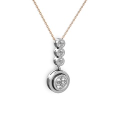 Belinda Kolye - Elmas ve swarovski 18 ayar beyaz altın kolye (0.68 karat, 40 cm gümüş rolo zincir) #12n4riz