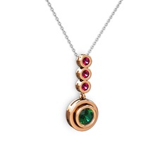 Belinda Kolye - Yeşil kuvars ve rodolit garnet 14 ayar rose altın kolye (40 cm gümüş rolo zincir) #12wew8b