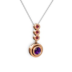 Belinda Kolye - Ametist ve kök yakut 925 ayar rose altın kaplama gümüş kolye (40 cm beyaz altın rolo zincir) #1318t6v