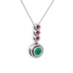 Belinda Kolye - Kök zümrüt ve rodolit garnet 8 ayar beyaz altın kolye (40 cm beyaz altın rolo zincir) #13ff742