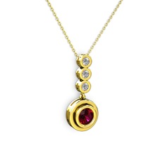 Belinda Kolye - Rodolit garnet ve swarovski 18 ayar altın kolye (40 cm altın rolo zincir) #13o9xo8