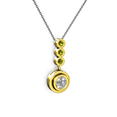 Belinda Kolye - Swarovski ve peridot 18 ayar altın kolye (40 cm gümüş rolo zincir) #13sd0tn