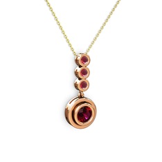Belinda Kolye - Rodolit garnet ve kök yakut 14 ayar rose altın kolye (40 cm altın rolo zincir) #1486cy3