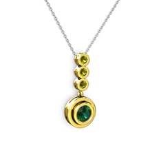 Yeşil kuvars ve peridot 8 ayar altın kolye (40 cm beyaz altın rolo zincir)