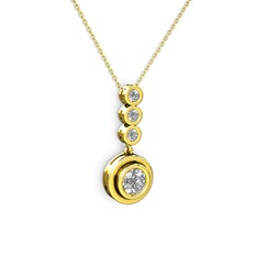 Belinda Kolye - Beyaz zirkon ve swarovski 8 ayar altın kolye (40 cm altın rolo zincir) #14o3bd