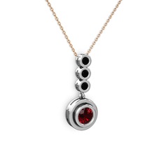 Belinda Kolye - Garnet ve siyah zirkon 925 ayar gümüş kolye (40 cm gümüş rolo zincir) #14or932