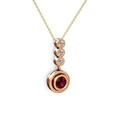 Belinda Kolye - Rodolit garnet ve elmas 8 ayar rose altın kolye (0.33 karat, 40 cm gümüş rolo zincir) #150agsy
