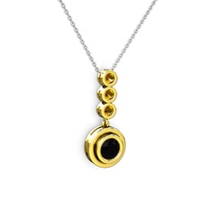 Belinda Kolye - Siyah zirkon ve sitrin 18 ayar altın kolye (40 cm beyaz altın rolo zincir) #15g9oik