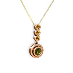 Belinda Kolye - Peridot ve sitrin 925 ayar rose altın kaplama gümüş kolye (40 cm altın rolo zincir) #15kkv0o