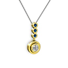 Belinda Kolye - Beyaz zirkon ve lab safir 18 ayar altın kolye (40 cm gümüş rolo zincir) #15nxors