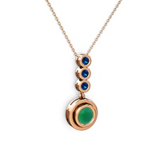 Belinda Kolye - Kök zümrüt ve lab safir 14 ayar rose altın kolye (40 cm rose altın rolo zincir) #15vog6p
