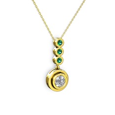 Belinda Kolye - Beyaz zirkon ve yeşil kuvars 8 ayar altın kolye (40 cm altın rolo zincir) #16e5mr4