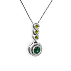 Belinda Kolye - Yeşil kuvars ve peridot 8 ayar beyaz altın kolye (40 cm gümüş rolo zincir) #16gmwgv