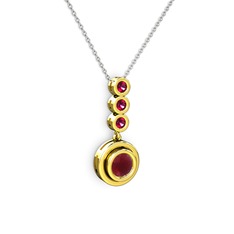 Belinda Kolye - Kök yakut ve rodolit garnet 925 ayar altın kaplama gümüş kolye (40 cm gümüş rolo zincir) #16pn486