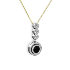 Belinda Kolye - Siyah zirkon ve elmas 925 ayar gümüş kolye (0.33 karat, 40 cm gümüş rolo zincir) #16xczm9