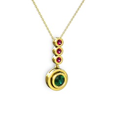 Belinda Kolye - Yeşil kuvars ve rodolit garnet 18 ayar altın kolye (40 cm altın rolo zincir) #16xrrx0
