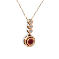 Belinda Kolye - Kök yakut ve beyaz zirkon 18 ayar rose altın kolye (40 cm rose altın rolo zincir) #176uaxe