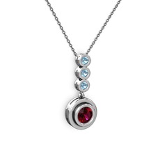 Belinda Kolye - Rodolit garnet ve akuamarin 14 ayar beyaz altın kolye (40 cm gümüş rolo zincir) #179hd9j