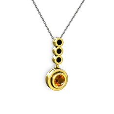 Belinda Kolye - Sitrin ve siyah zirkon 14 ayar altın kolye (40 cm gümüş rolo zincir) #18z92ha