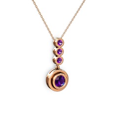 Belinda Kolye - Ametist 18 ayar rose altın kolye (40 cm gümüş rolo zincir) #19emn0u
